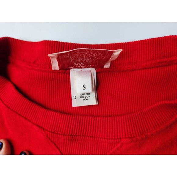Vintage 80s 90s Red Cropped Baseball Sweatshirt Small Cotton Home Run Graphic To - Picture 6 of 8